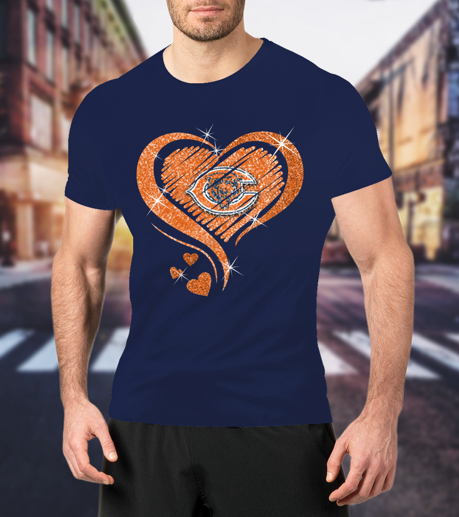 Heart Diamond Chicago Bears Sparkle Hearts T-Shirt