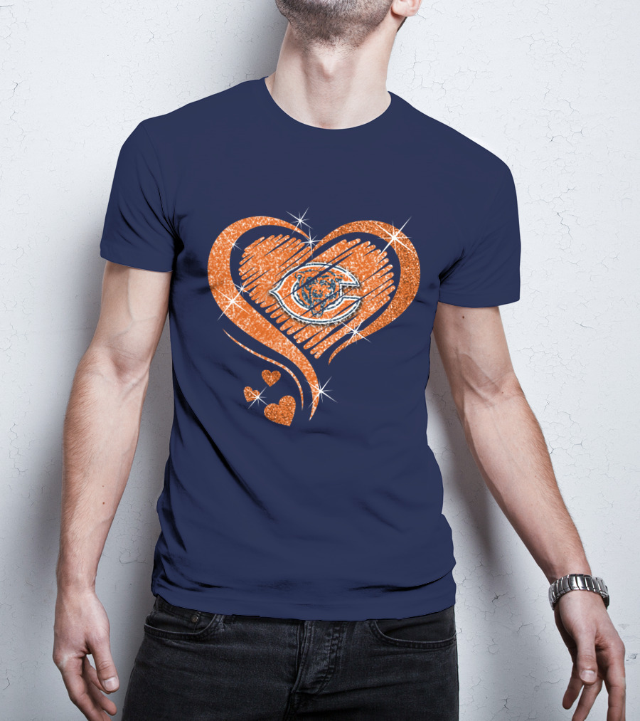 Heart Diamond Chicago Bears Sparkle Hearts T-Shirt