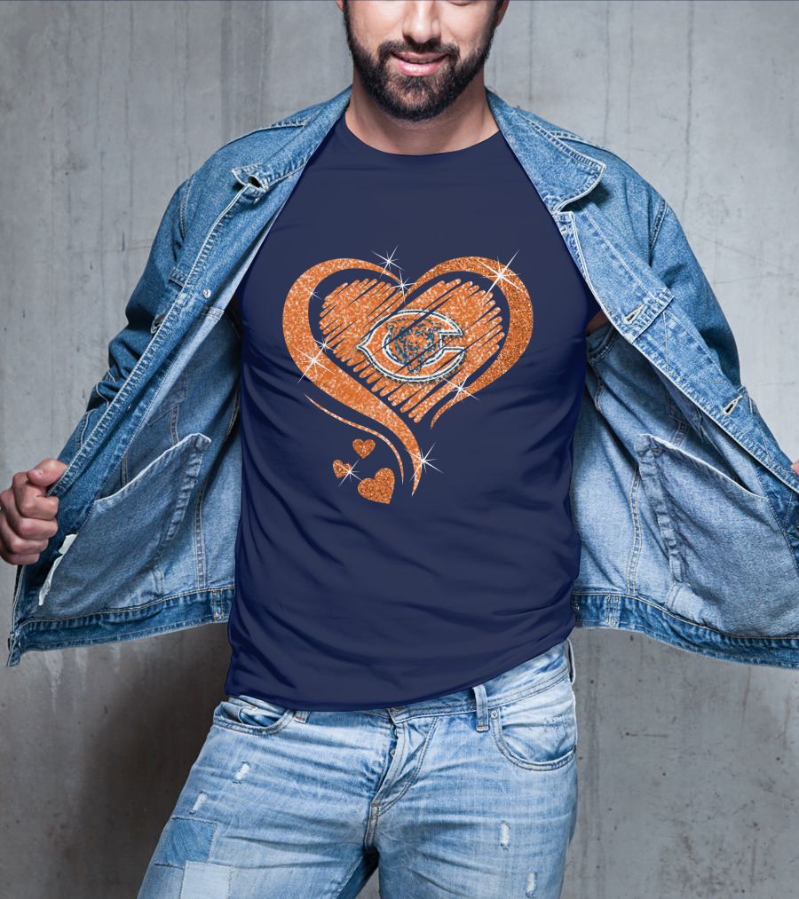 Heart Diamond Chicago Bears Sparkle Hearts T-Shirt