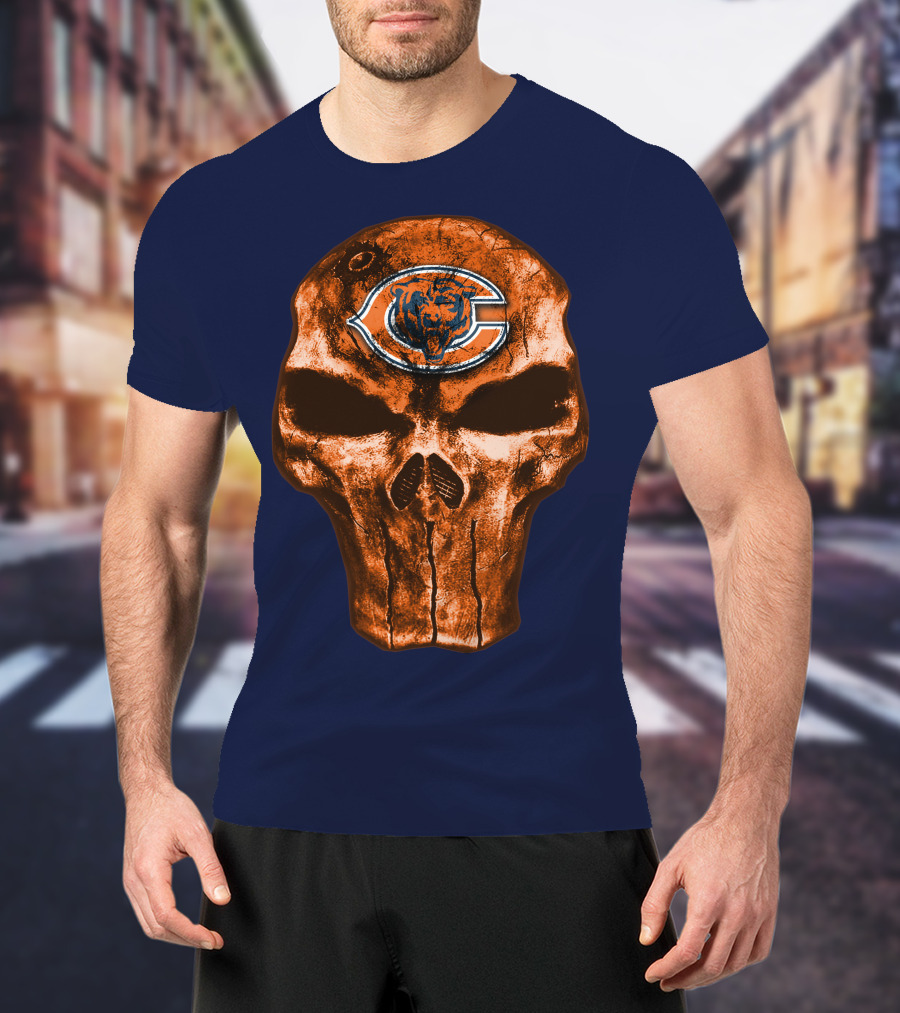 Skull Chicago Bears Logo Skull T-Shirt
