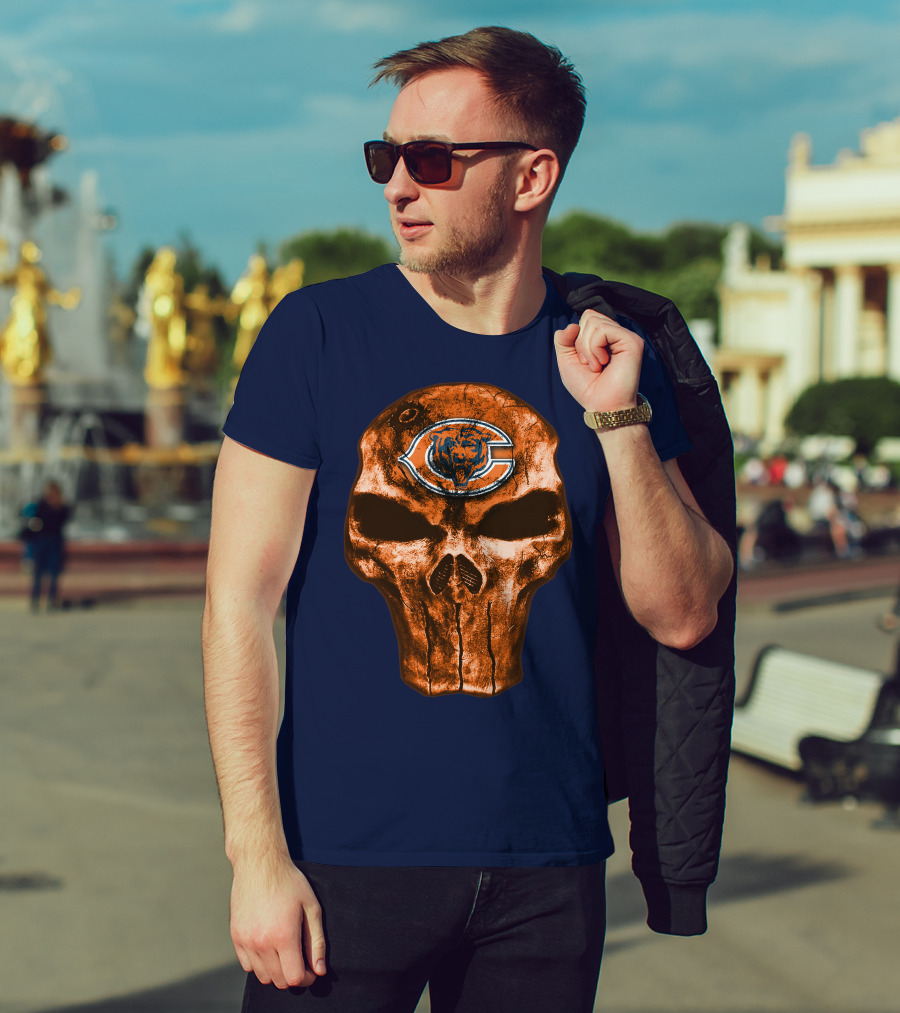 Skull Chicago Bears Logo Skull T-Shirt