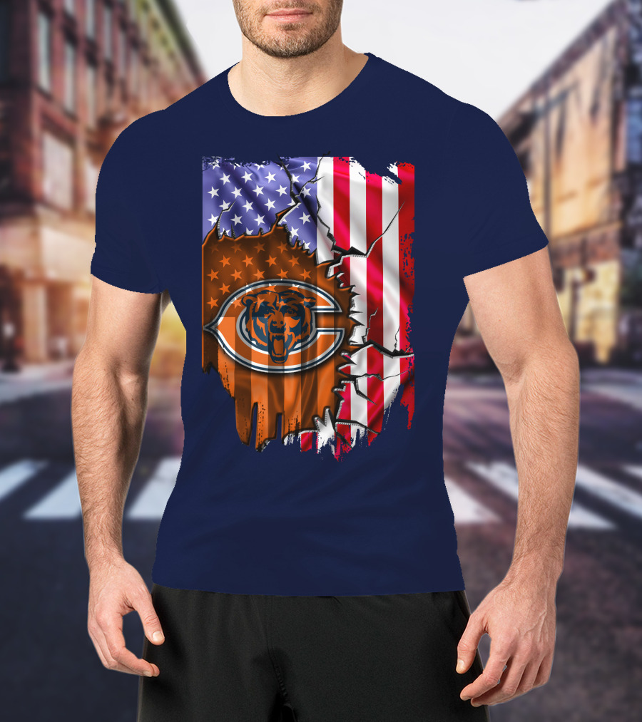 American Flag Chicago Bears Logo Stars Stripes T-Shirt