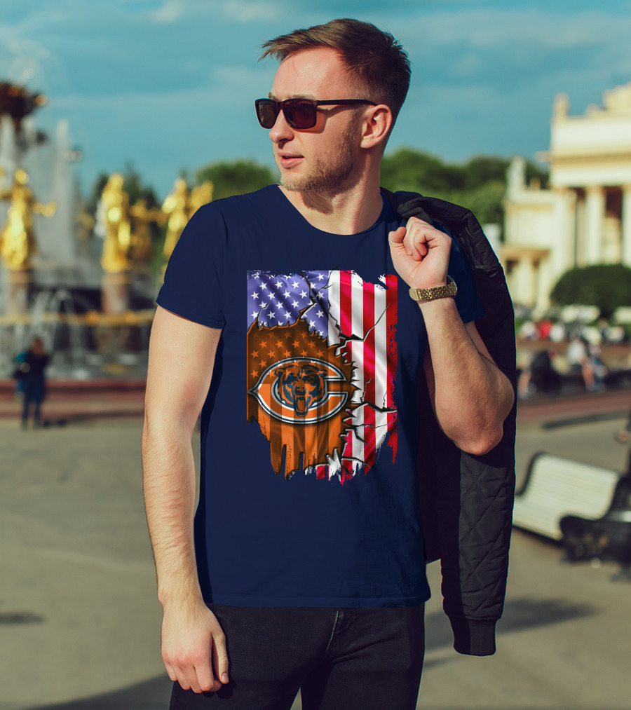 American Flag Chicago Bears Logo Stars Stripes T-Shirt