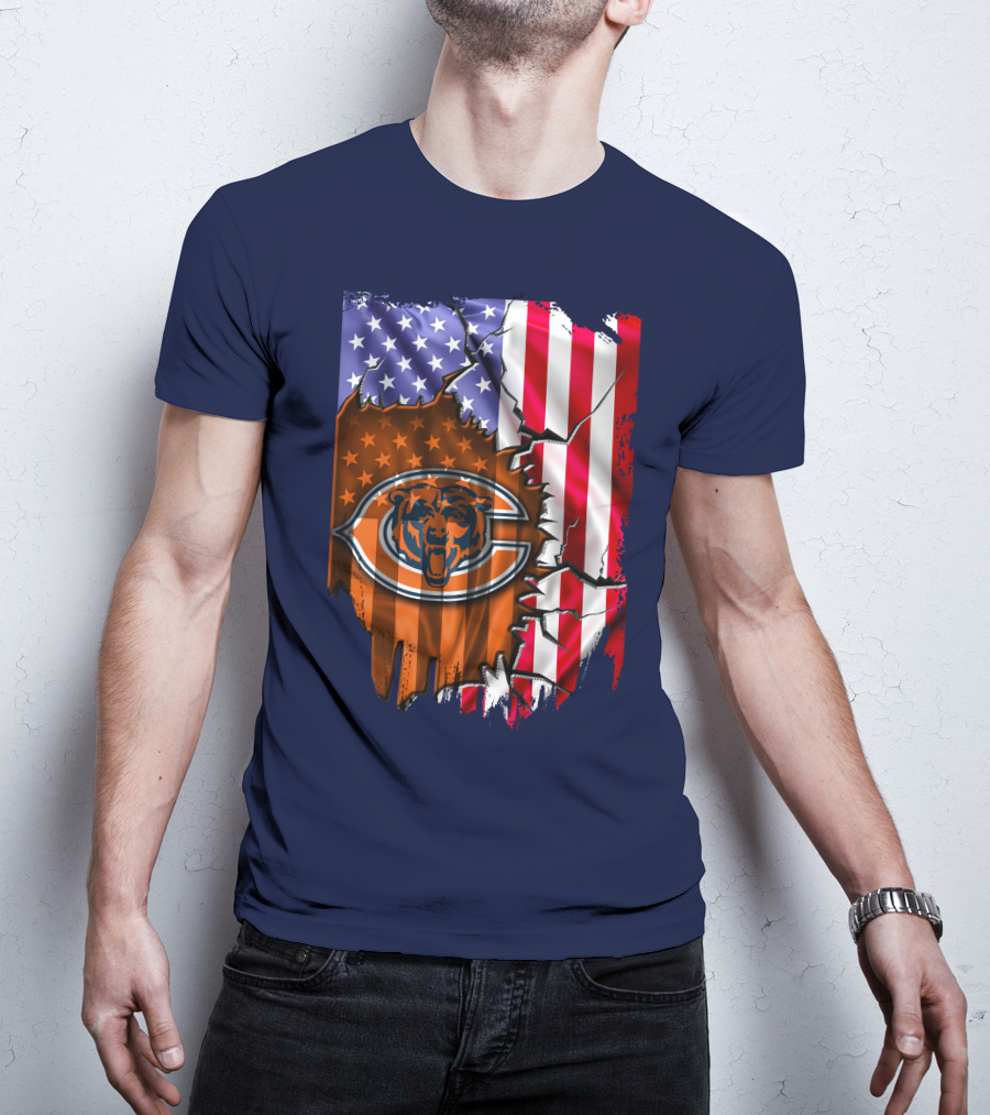 American Flag Chicago Bears Logo Stars Stripes T-Shirt