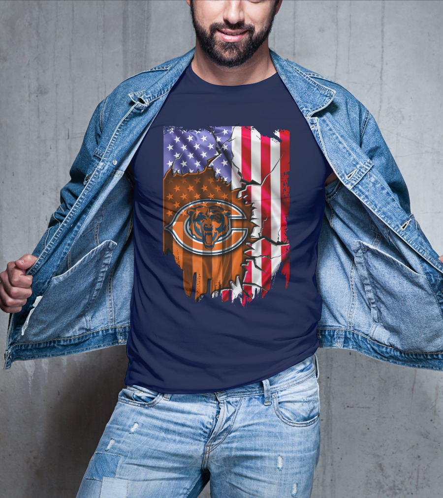 American Flag Chicago Bears Logo Stars Stripes T-Shirt