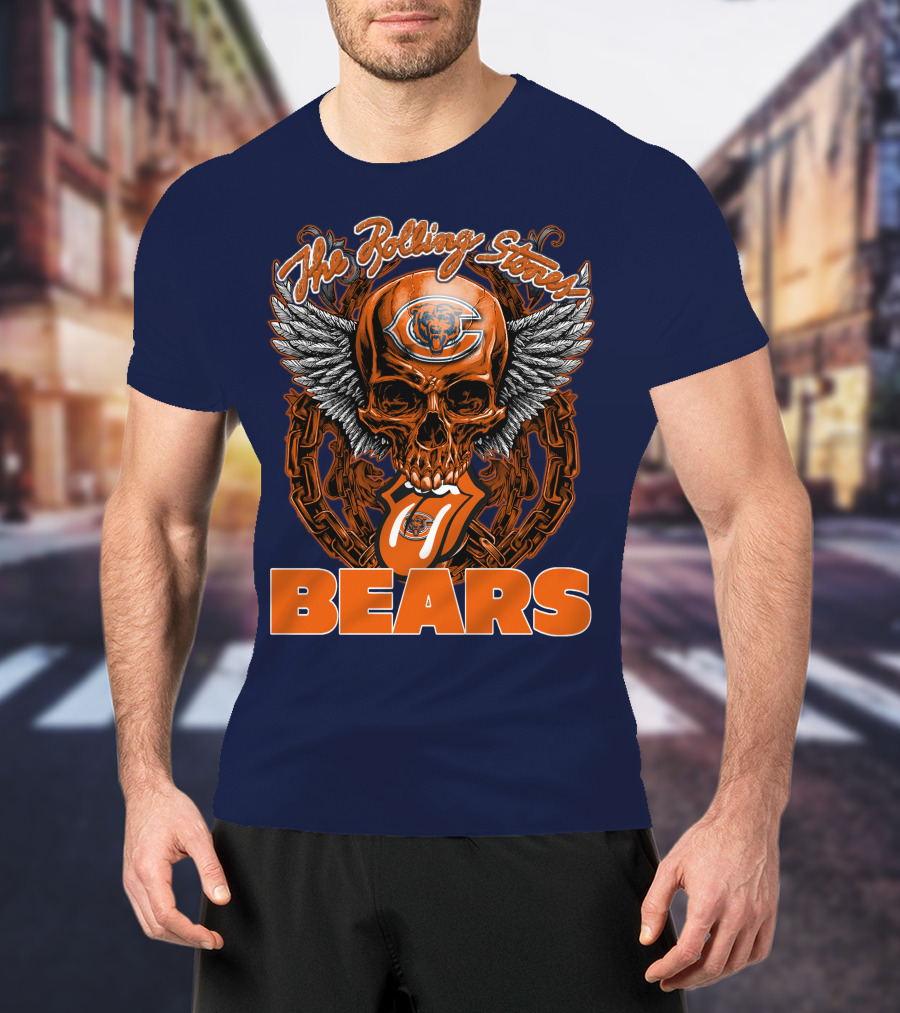 The Rolling Stones Chicago Bears Skull With Wings And Tongue T-Shirt