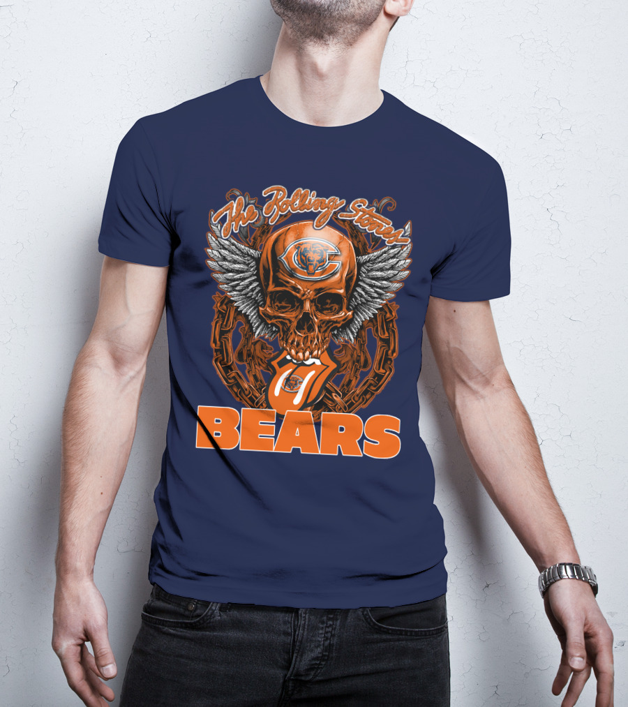 The Rolling Stones Chicago Bears Skull With Wings And Tongue T-Shirt