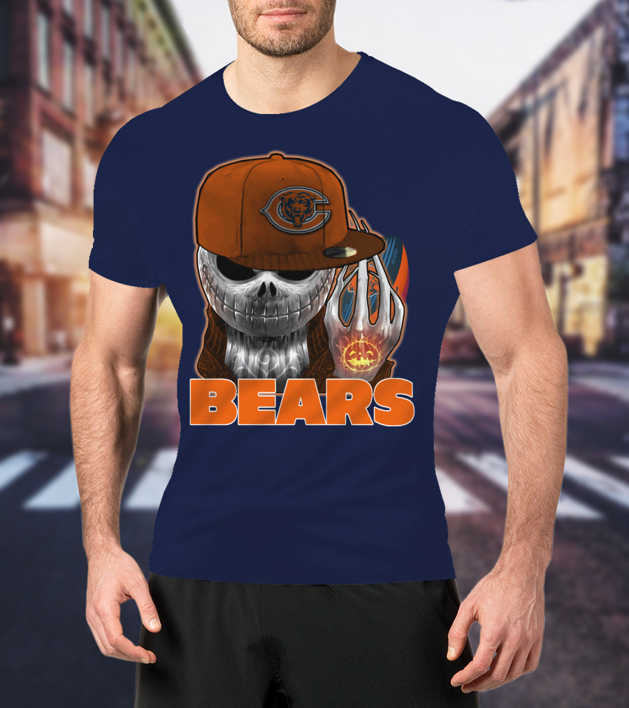 Jackskull BEARS CHICAGO Halloween Football Skeleton T-Shirt