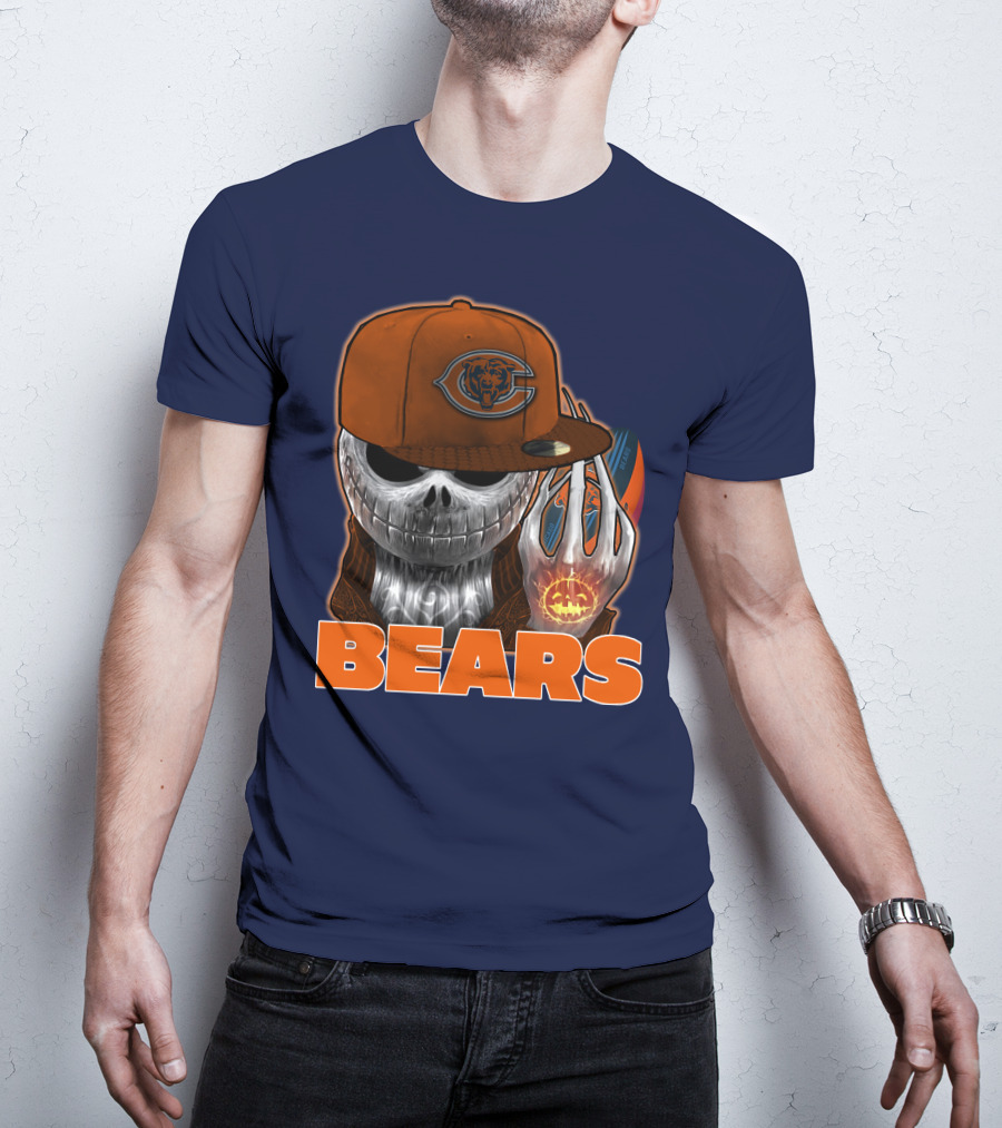 Jackskull BEARS CHICAGO Halloween Football Skeleton T-Shirt