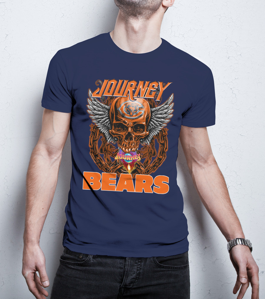 CHICAGO BEARS JOURNEY Skull Wings Chains T-Shirt