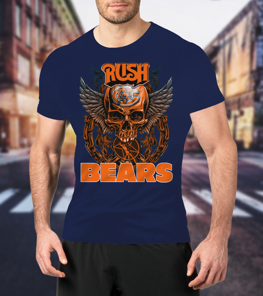 Rush Chicago Bears Skull Wings Chain T-Shirt