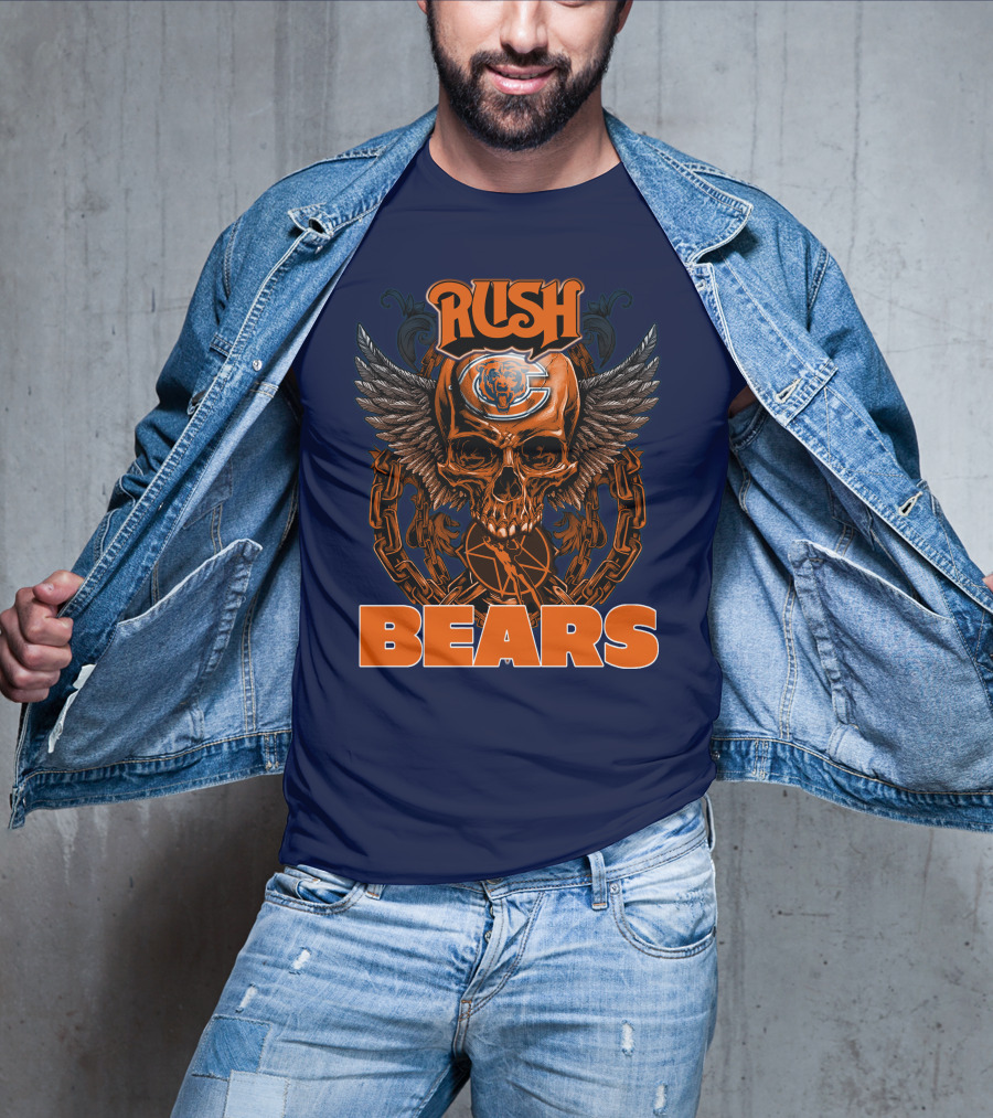 Rush Chicago Bears Skull Wings Chain T-Shirt