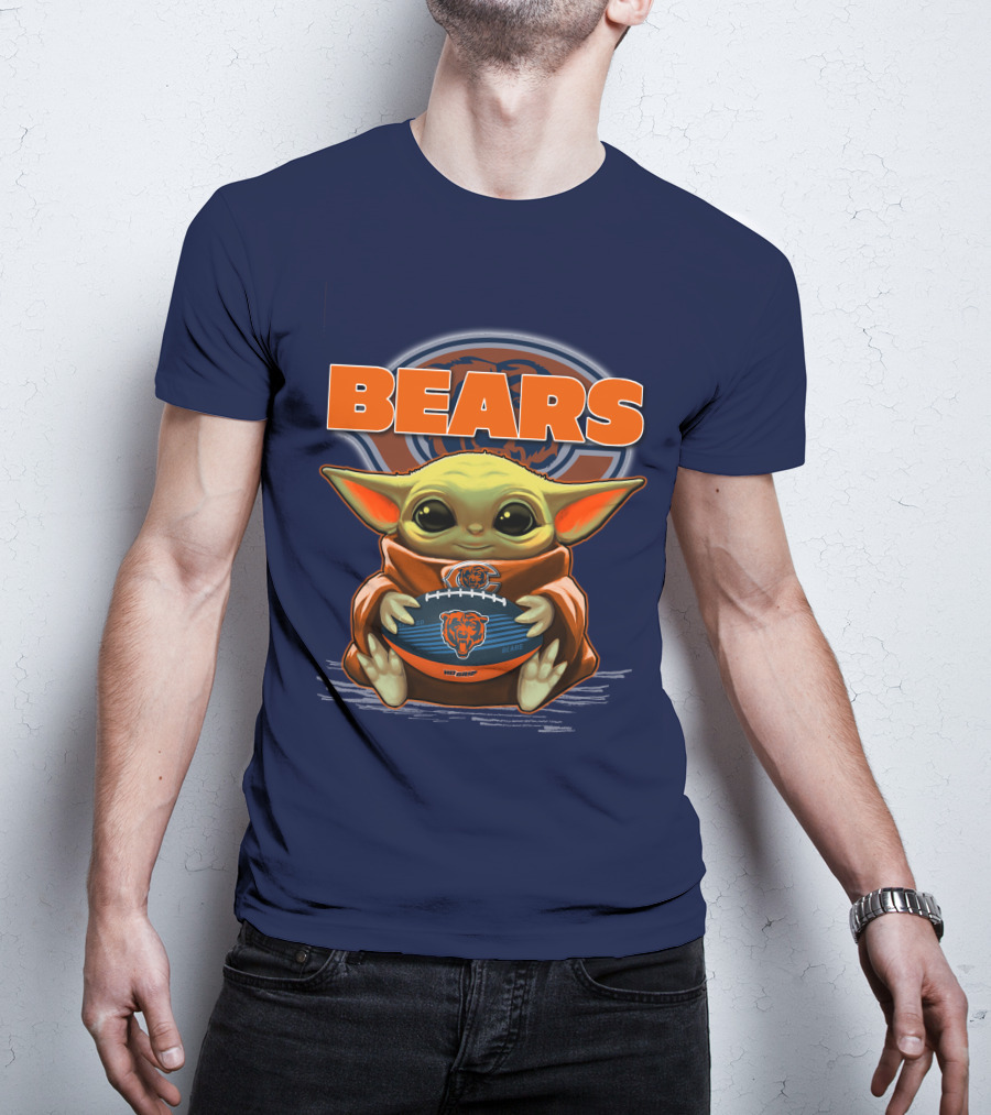 Yoda BEARS Baby Holding Chicago Football T-Shirt