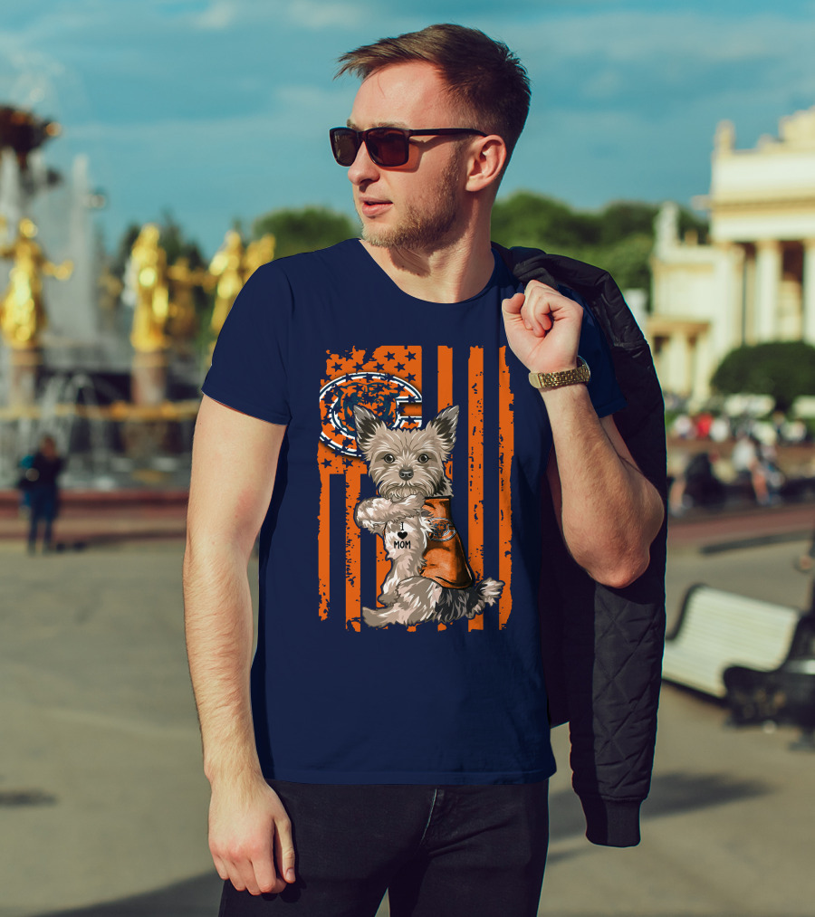 Yorkshire Terrier I Love Mom CHICAGO BEARS T-Shirt