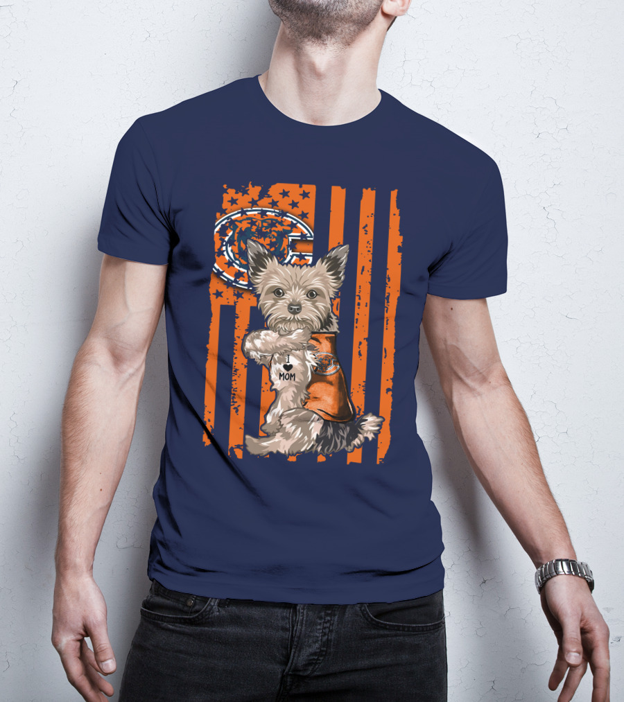 Yorkshire Terrier I Love Mom CHICAGO BEARS T-Shirt