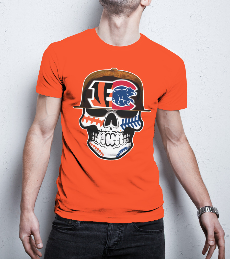 Cincinnati Bengals 53 Bears Skull Baseball Patterns T-Shirt