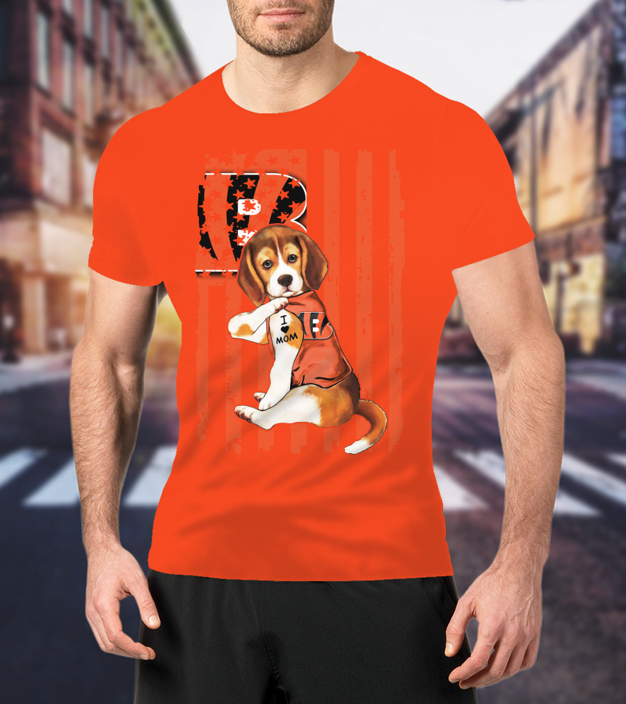 Beagle I Love Mom Cincinnati Bengals B T-Shirt