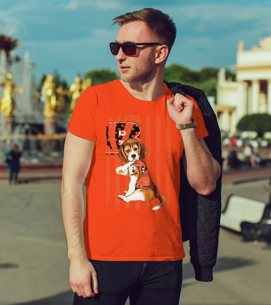Beagle I Love Mom Cincinnati Bengals B T-Shirt