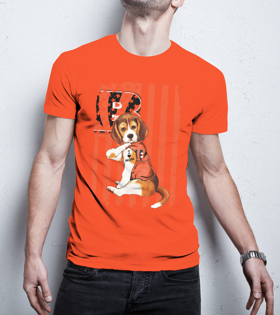 Beagle I Love Mom Cincinnati Bengals B T-Shirt