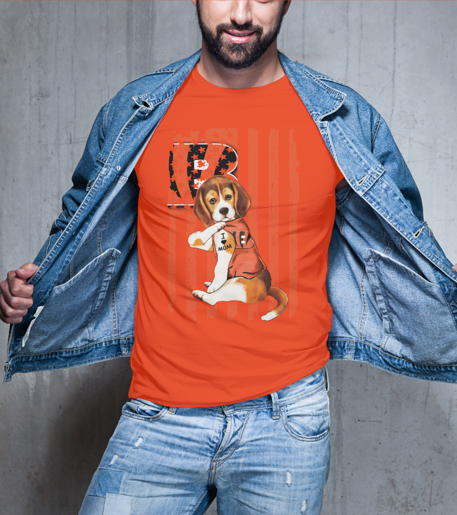 Beagle I Love Mom Cincinnati Bengals B T-Shirt