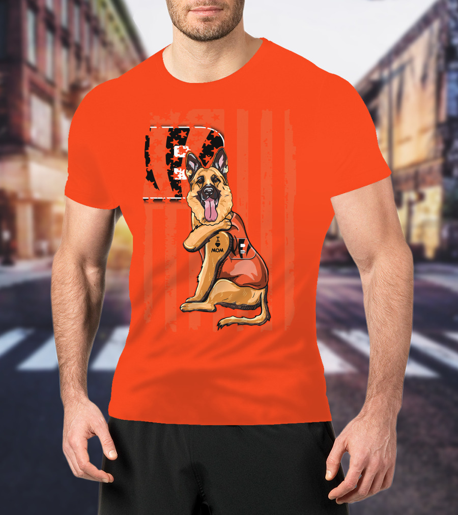 German Shepherd Cincinnati Bengals I Love Mom Football Fan T-Shirt