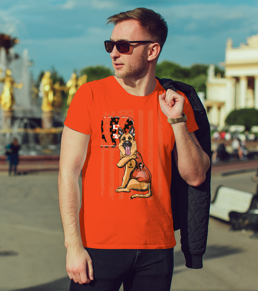 German Shepherd Cincinnati Bengals I Love Mom Football Fan T-Shirt
