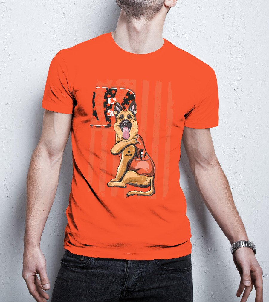 German Shepherd Cincinnati Bengals I Love Mom Football Fan T-Shirt