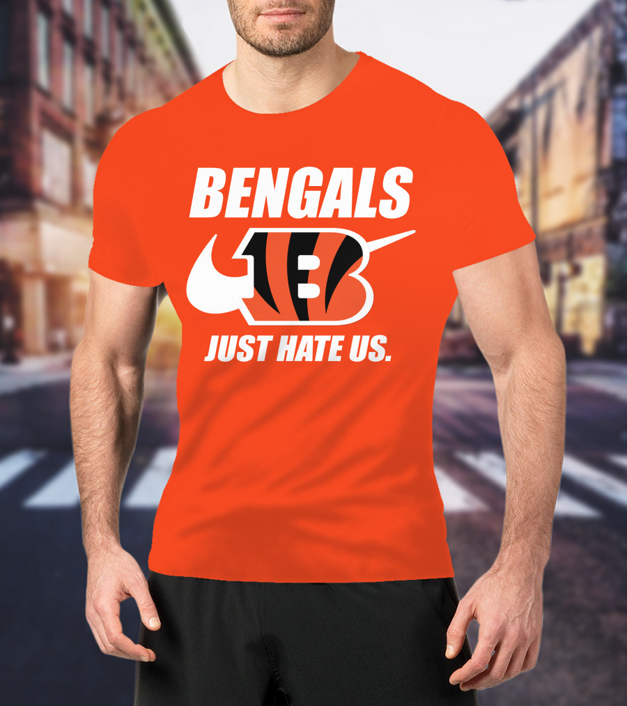 Bengals Just Hate Us Tiger Stripes Football T-Shirt