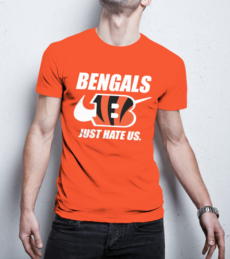 Bengals Just Hate Us Tiger Stripes Football T-Shirt
