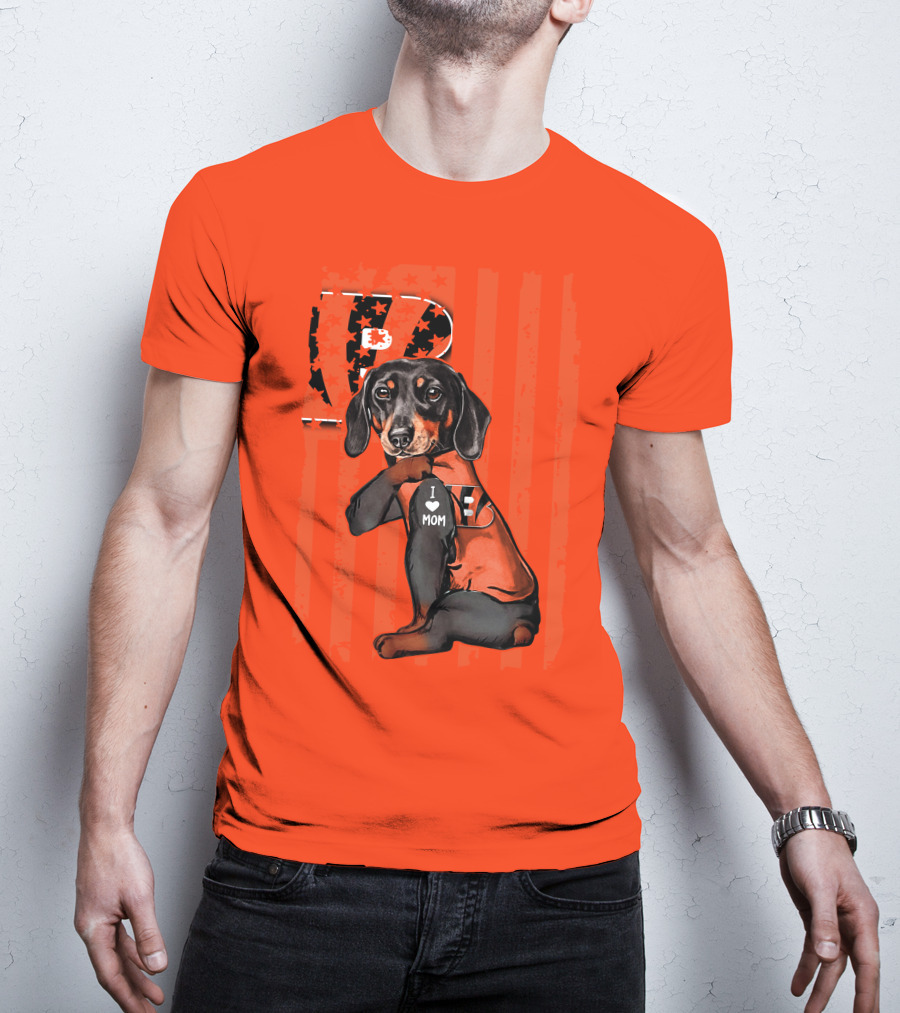 Dachshund Cincinnati Bengals Love I Heart Mom T-Shirt