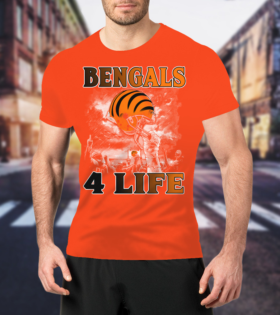 Bengals 4 Life Cincinnati Football Team Helmet Celebration T-Shirt