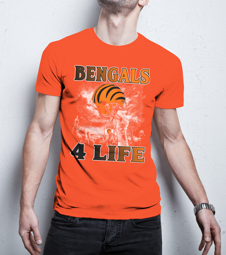 Bengals 4 Life Cincinnati Football Team Helmet Celebration T-Shirt