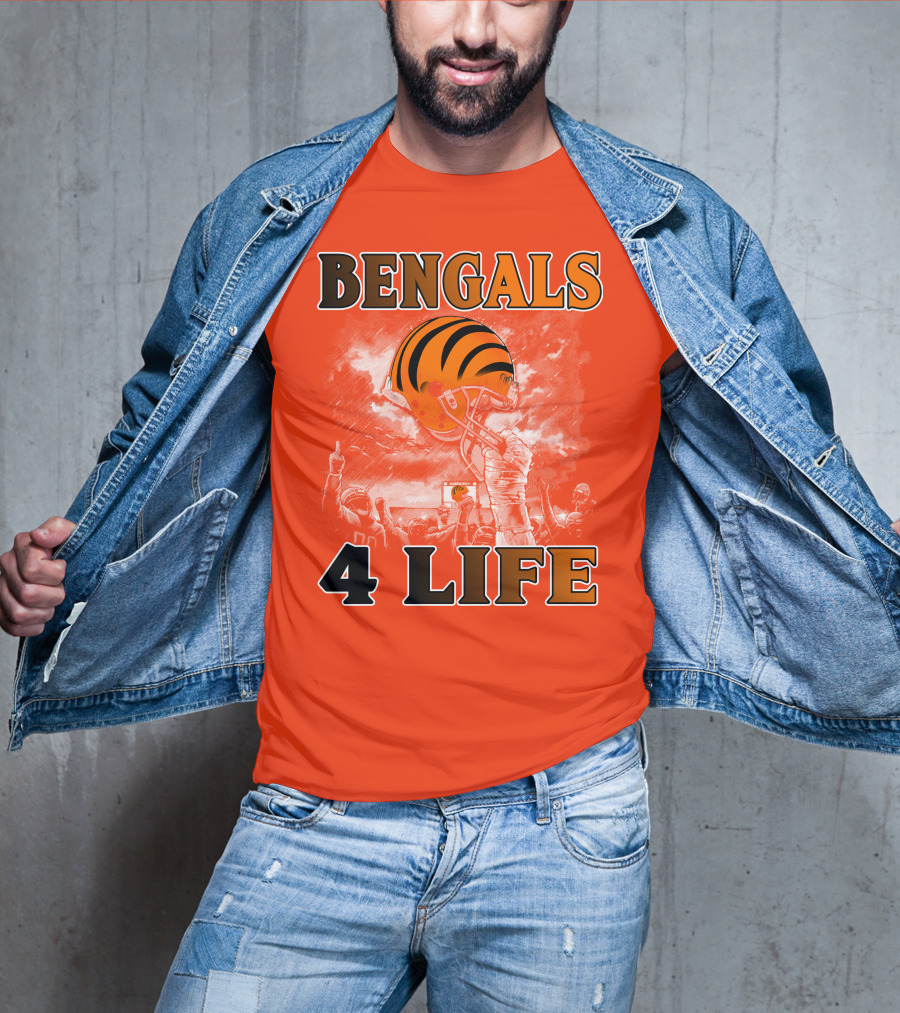 Bengals 4 Life Cincinnati Football Team Helmet Celebration T-Shirt