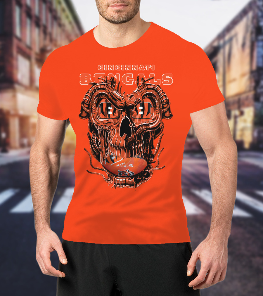 CINCINNATI BENGALS Dragonskull Football T-Shirt