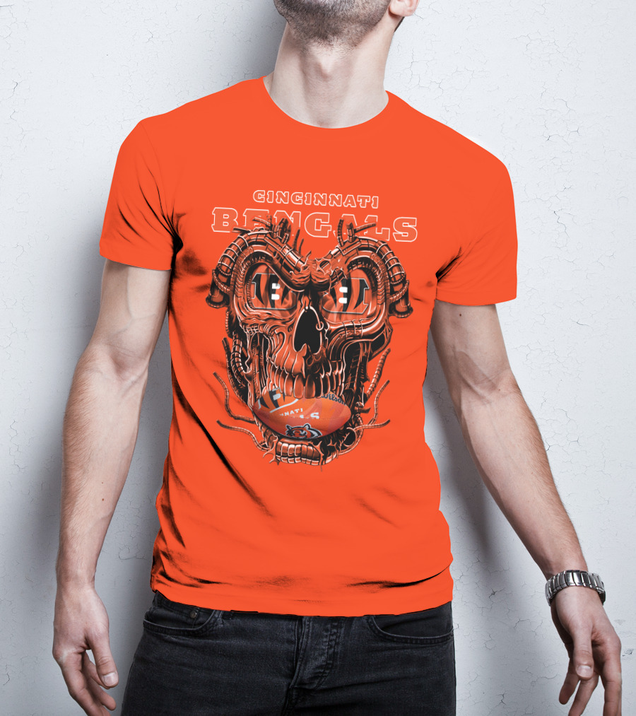 CINCINNATI BENGALS Dragonskull Football T-Shirt