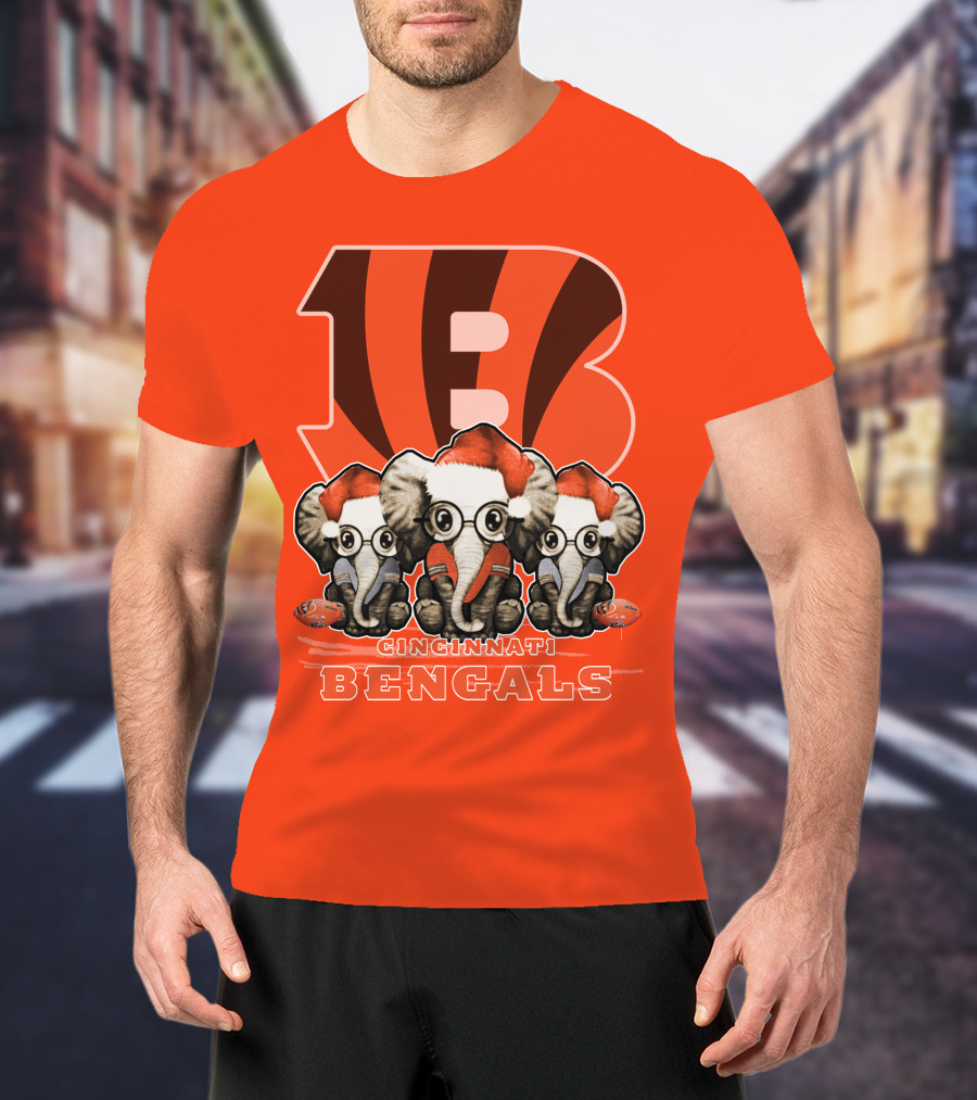 Cincinnati Bengals Xmas Elephants T-Shirt
