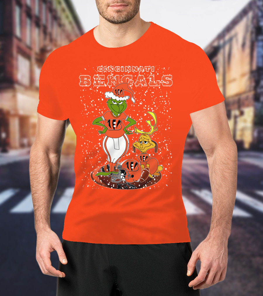 Cincinnati Bengals Grinch Holiday Football Mischief T-Shirt