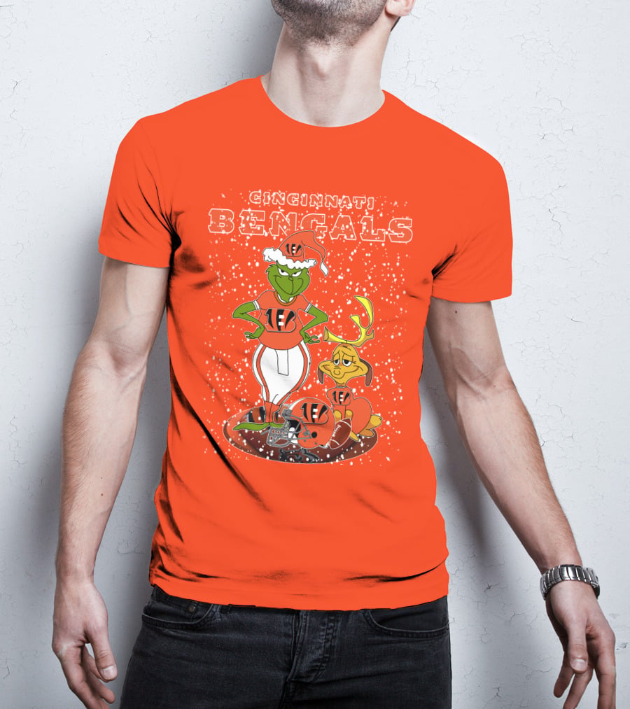 Cincinnati Bengals Grinch Holiday Football Mischief T-Shirt