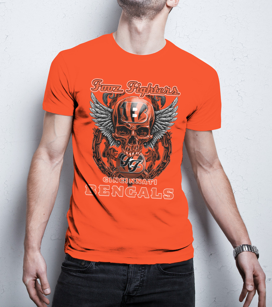 Foo Fighters Cincinnati Bengals Skull And Wings T-Shirt