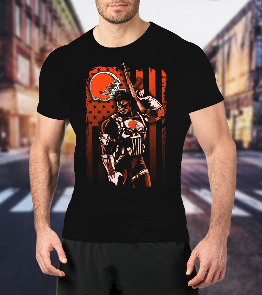 Cleveland Browns 10 Soldier With Helmet And American Flag Stars T-Shirt