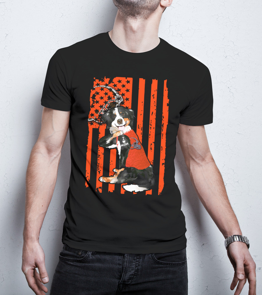 Border Collie CLEVELAND BROWNS I Love Mom Football Helmet America T-Shirt