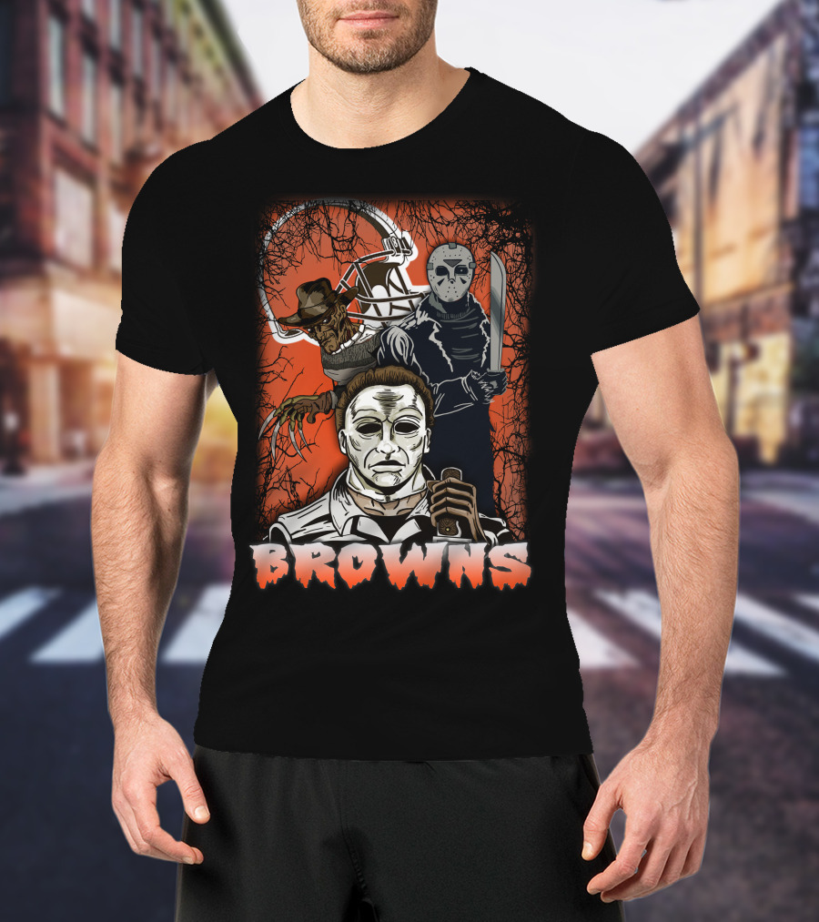 Browns Horror Icons With Helmet T-Shirt