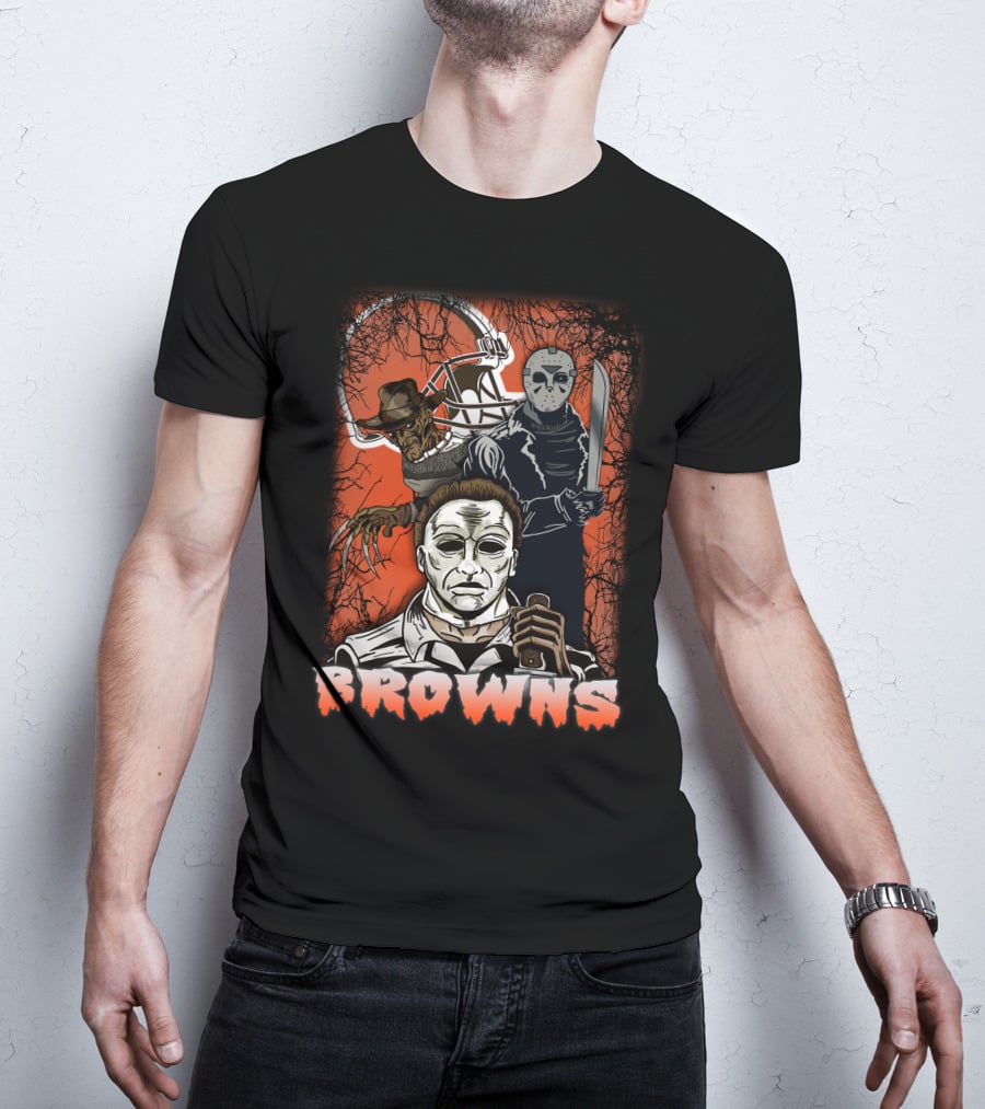 Browns Horror Icons With Helmet T-Shirt