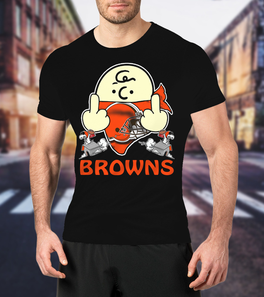 Cleveland Browns Cartoon Helmet Icon With Saluting Snoopy Duo T-Shirt