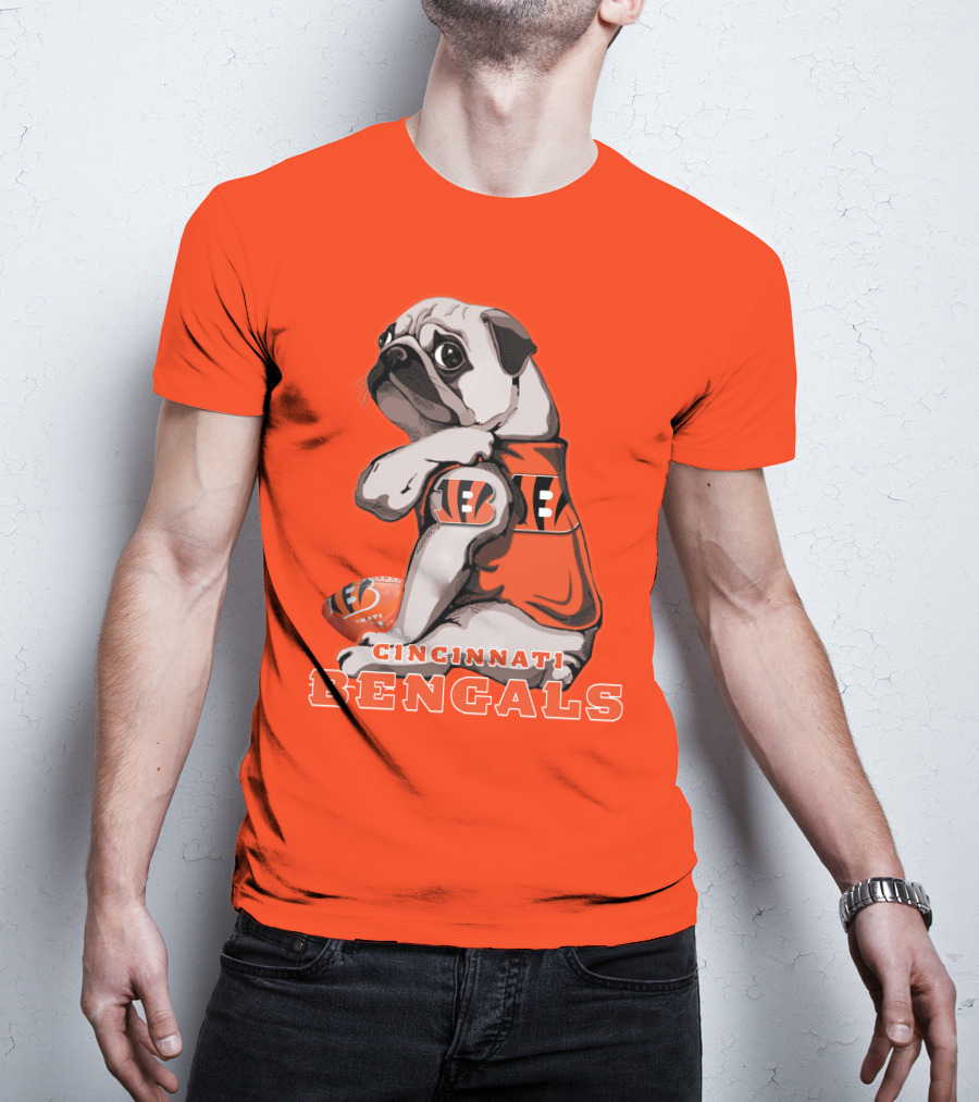 Cincinnati Bengals Pug Football Fan T-Shirt