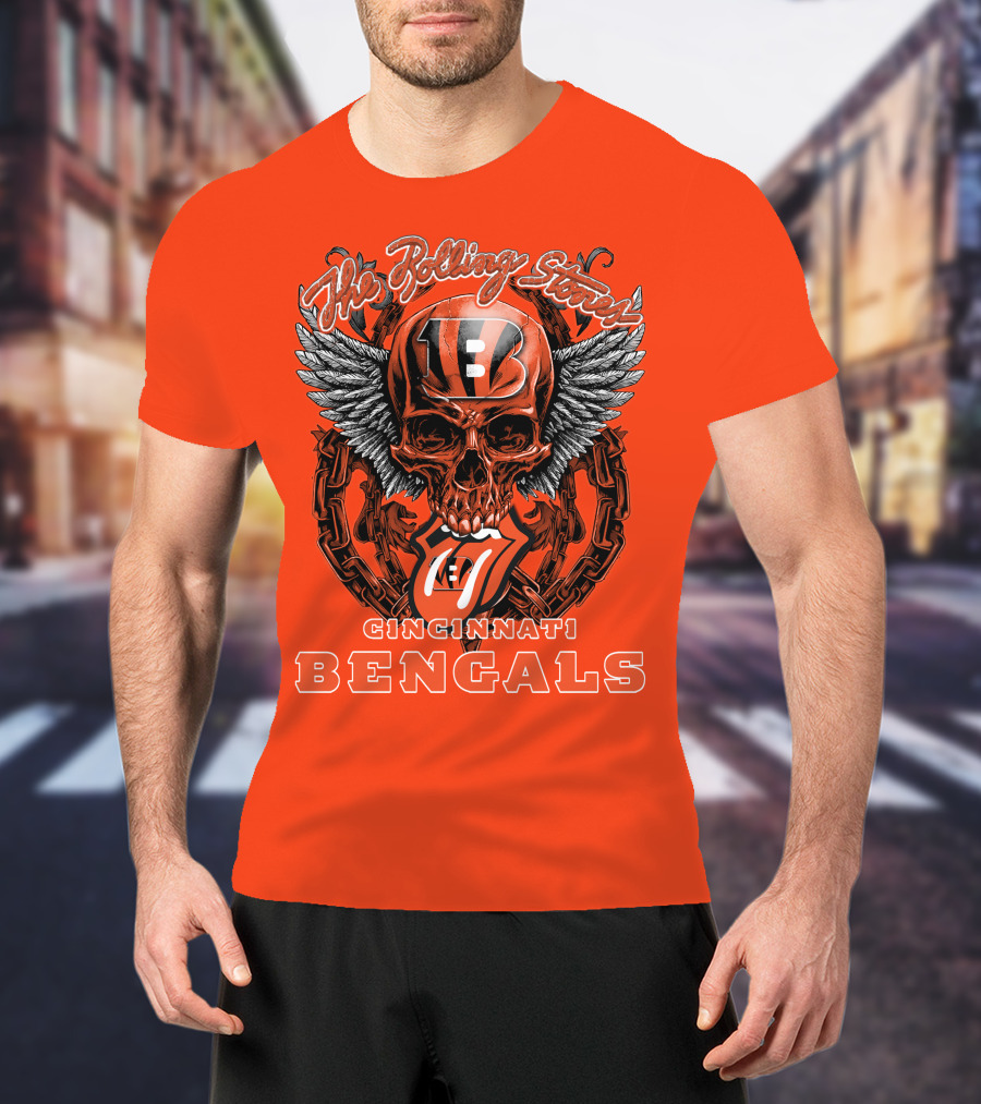 The Rolling Stones Cincinnati Bengals Nfl Collaboration With Skull And Wings T-Shirt