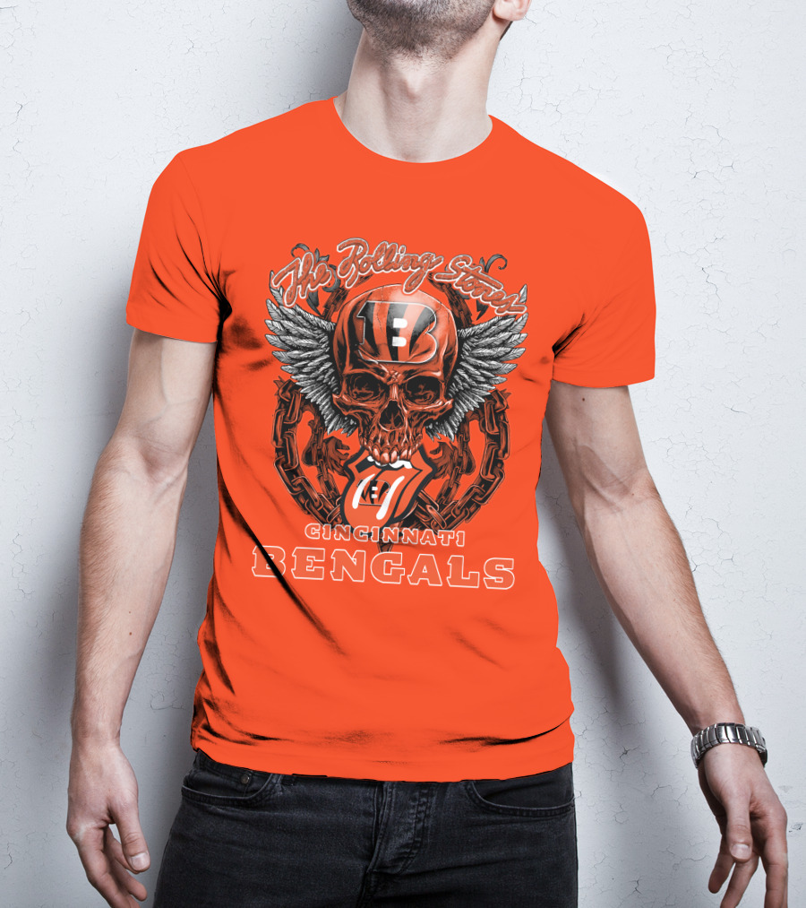 The Rolling Stones Cincinnati Bengals Nfl Collaboration With Skull And Wings T-Shirt