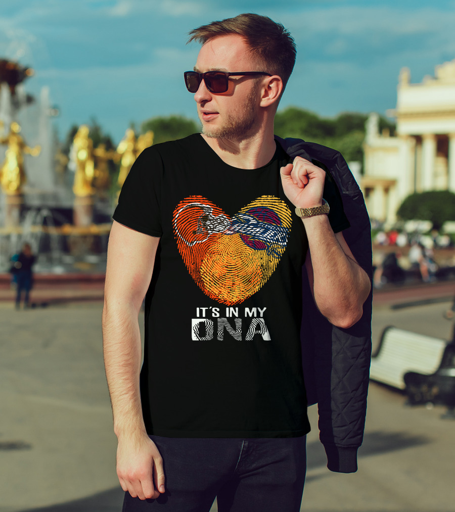 Cleveland Browns It's In My Dna Fingerprint Heart Helmet T-Shirt