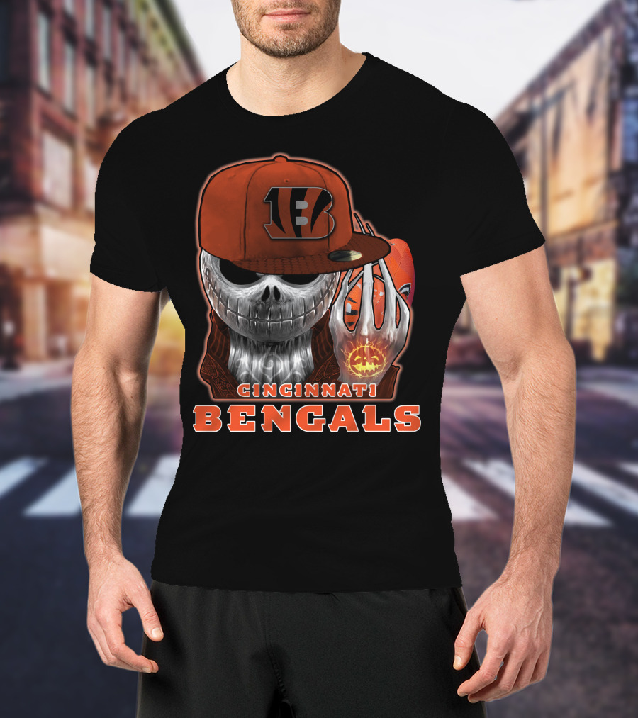 Cincinnati Bengals Jackskull Halloween Football Fan Gear T-Shirt