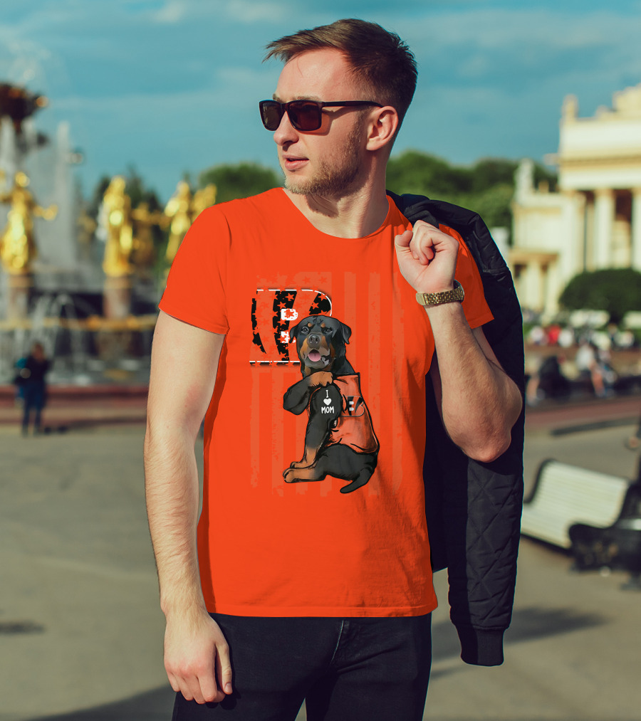 Rottweiler I Love Mom Cincinnati Bengals Bp Usa Flag T-Shirt